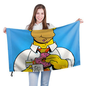 Флаг 3D с принтом Homer в Санкт-Петербурге, 100% полиэстер | плотность ткани — 95 г/м2, размер — 67 х 109 см. Принт наносится с одной стороны | homer | simpsons | гомер | симпсон | симпсоны