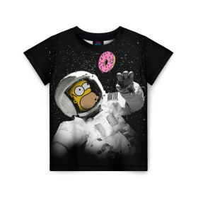Детская футболка 3D с принтом Space Homer в Санкт-Петербурге, 100% гипоаллергенный полиэфир | прямой крой, круглый вырез горловины, длина до линии бедер, чуть спущенное плечо, ткань немного тянется | homer | simpsons | гомер | симпсон | симпсоны