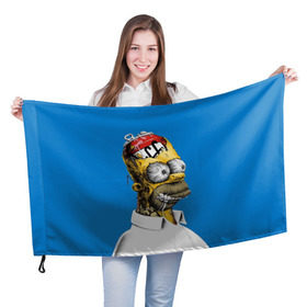 Флаг 3D с принтом Duffff в Санкт-Петербурге, 100% полиэстер | плотность ткани — 95 г/м2, размер — 67 х 109 см. Принт наносится с одной стороны | homer | simpsons | гомер | симпсон | симпсоны