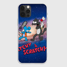 Чехол для iPhone 12 Pro с принтом Itchy & Scratchy space в Санкт-Петербурге, силикон | область печати: задняя сторона чехла, без боковых панелей | Тематика изображения на принте: simpsons | the itchy  scratchy | симпсоны | щекотка и царапка