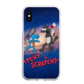 Чехол для iPhone XS Max матовый с принтом Itchy & Scratchy space в Санкт-Петербурге, Силикон | Область печати: задняя сторона чехла, без боковых панелей | Тематика изображения на принте: simpsons | the itchy  scratchy | симпсоны | щекотка и царапка