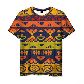 Мужская футболка 3D с принтом Африканские символы в Санкт-Петербурге, 100% полиэфир | прямой крой, круглый вырез горловины, длина до линии бедер | Тематика изображения на принте: africa | pattern | африка | африканские мотивы | народы африки | национальная одежда | переплетение нитей | ткани | узор | этнический узор