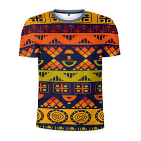 Мужская футболка 3D спортивная с принтом Африканские символы в Санкт-Петербурге, 100% полиэстер с улучшенными характеристиками | приталенный силуэт, круглая горловина, широкие плечи, сужается к линии бедра | africa | pattern | африка | африканские мотивы | народы африки | национальная одежда | переплетение нитей | ткани | узор | этнический узор