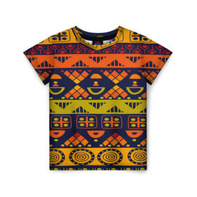 Детская футболка 3D с принтом Африканские символы в Санкт-Петербурге, 100% гипоаллергенный полиэфир | прямой крой, круглый вырез горловины, длина до линии бедер, чуть спущенное плечо, ткань немного тянется | Тематика изображения на принте: africa | pattern | африка | африканские мотивы | народы африки | национальная одежда | переплетение нитей | ткани | узор | этнический узор