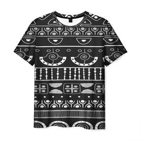 Мужская футболка 3D с принтом Black and White ethnic в Санкт-Петербурге, 100% полиэфир | прямой крой, круглый вырез горловины, длина до линии бедер | pattern | индийские мотивы | индия | народы индии | национальная одежда | переплетение нитей | ткани | узор | этнический узор