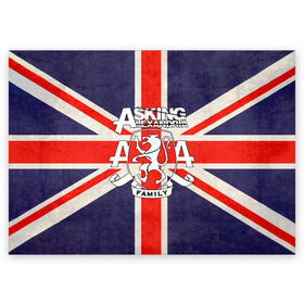 Поздравительная открытка с принтом Asking Alexandria флаг Англии в Санкт-Петербурге, 100% бумага | плотность бумаги 280 г/м2, матовая, на обратной стороне линовка и место для марки
 | бен брюс | герб | группа | джеймс касселлс | дэнни уорсноп | жанр | кэмерон лидделл | лев | музыка | музыканты | песни | рок | сэм бэттли | хэви метал | электроникор