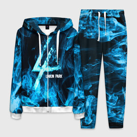 Мужской костюм 3D с принтом Linkin Park синий дым в Санкт-Петербурге, 100% полиэстер | Манжеты и пояс оформлены тканевой резинкой, двухслойный капюшон со шнурком для регулировки, карманы спереди | альтернативный рок | линкин парк