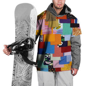 Накидка на куртку 3D с принтом Цветные лоскуты в Санкт-Петербурге, 100% полиэстер |  | color | spray | капли красок | лоскуты | одежда | радуга | разноцветные | цветные