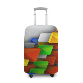 Чехол для чемодана 3D с принтом Абстрактные фигуры в Санкт-Петербурге, 86% полиэфир, 14% спандекс | двустороннее нанесение принта, прорези для ручек и колес | грань | краски | кубик | кубики | линии | мозаика | разноцветные кубы | ребро | текстура | тени | узор