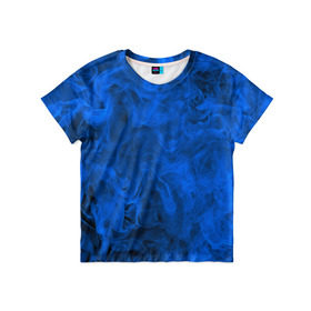 Детская футболка 3D с принтом Синий дым в Санкт-Петербурге, 100% гипоаллергенный полиэфир | прямой крой, круглый вырез горловины, длина до линии бедер, чуть спущенное плечо, ткань немного тянется | fire | flame | in fire | smoke | в огне | дым | огненный | огонь | текстуры