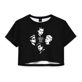 Женская футболка 3D укороченная с принтом Depeche mode(world in my eyes) в Санкт-Петербурге, 100% полиэстер | круглая горловина, длина футболки до линии талии, рукава с отворотами | depeche mode | music | альтернатива | музыка | рок