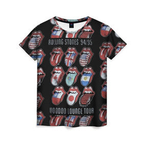 Женская футболка 3D с принтом The Rolling Stones в Санкт-Петербурге, 100% полиэфир ( синтетическое хлопкоподобное полотно) | прямой крой, круглый вырез горловины, длина до линии бедер | англия | аргентина | блюз рок | канада | мик джаггер | музыка | песни | психоделический рок | ритм н блюз | рок | рок н ролл | ролинг | рот | стоун | стоунз | сша | флаг | язык | япония