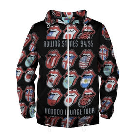 Мужская ветровка 3D с принтом The Rolling Stones в Санкт-Петербурге, 100% полиэстер | подол и капюшон оформлены резинкой с фиксаторами, два кармана без застежек по бокам, один потайной карман на груди | Тематика изображения на принте: англия | аргентина | блюз рок | канада | мик джаггер | музыка | песни | психоделический рок | ритм н блюз | рок | рок н ролл | ролинг | рот | стоун | стоунз | сша | флаг | язык | япония