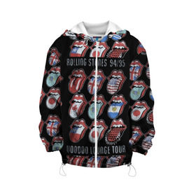 Детская куртка 3D с принтом The Rolling Stones в Санкт-Петербурге, 100% полиэстер | застежка — молния, подол и капюшон оформлены резинкой с фиксаторами, по бокам — два кармана без застежек, один потайной карман на груди, плотность верхнего слоя — 90 г/м2; плотность флисового подклада — 260 г/м2 | Тематика изображения на принте: англия | аргентина | блюз рок | канада | мик джаггер | музыка | песни | психоделический рок | ритм н блюз | рок | рок н ролл | ролинг | рот | стоун | стоунз | сша | флаг | язык | япония