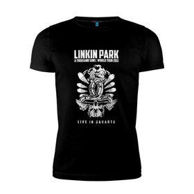 Мужская футболка премиум с принтом Linkin Park две эмблемы в Санкт-Петербурге, 92% хлопок, 8% лайкра | приталенный силуэт, круглый вырез ворота, длина до линии бедра, короткий рукав | Тематика изображения на принте: 
