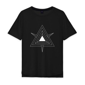Мужская футболка хлопок Oversize с принтом Темные треугольники в Санкт-Петербурге, 100% хлопок | свободный крой, круглый ворот, “спинка” длиннее передней части | 
