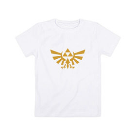 Детская футболка хлопок с принтом The Legend of Zelda в Санкт-Петербурге, 100% хлопок | круглый вырез горловины, полуприлегающий силуэт, длина до линии бедер | triforce | желтый | зельда | легенда | лого | трифорс | эмблема