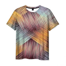 Мужская футболка 3D с принтом Штрихованные линии в Санкт-Петербурге, 100% полиэфир | прямой крой, круглый вырез горловины, длина до линии бедер | полосы | штриховка