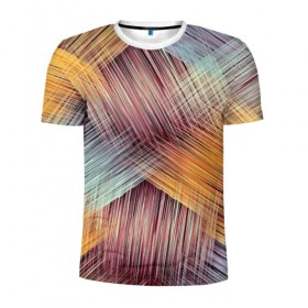 Мужская футболка 3D спортивная с принтом Штрихованные линии в Санкт-Петербурге, 100% полиэстер с улучшенными характеристиками | приталенный силуэт, круглая горловина, широкие плечи, сужается к линии бедра | полосы | штриховка