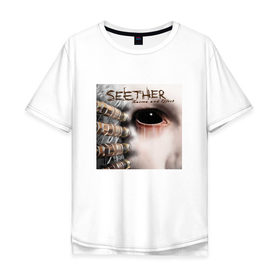 Мужская футболка хлопок Oversize с принтом SEETHER в Санкт-Петербурге, 100% хлопок | свободный крой, круглый ворот, “спинка” длиннее передней части | 