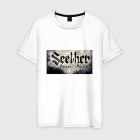 Мужская футболка хлопок с принтом SEETHER в Санкт-Петербурге, 100% хлопок | прямой крой, круглый вырез горловины, длина до линии бедер, слегка спущенное плечо. | saron gas | seether