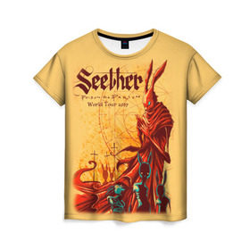 Женская футболка 3D с принтом Seether в Санкт-Петербурге, 100% полиэфир ( синтетическое хлопкоподобное полотно) | прямой крой, круглый вырез горловины, длина до линии бедер | saron gas | seether