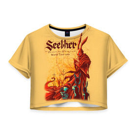 Женская футболка 3D укороченная с принтом Seether в Санкт-Петербурге, 100% полиэстер | круглая горловина, длина футболки до линии талии, рукава с отворотами | saron gas | seether