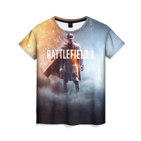 Женская футболка 3D с принтом Battlefield One в Санкт-Петербурге, 100% полиэфир ( синтетическое хлопкоподобное полотно) | прямой крой, круглый вырез горловины, длина до линии бедер | battlefield 1 | battlefield one | dice | ea | electronic arts | frostbite | tm | батлфилд 1