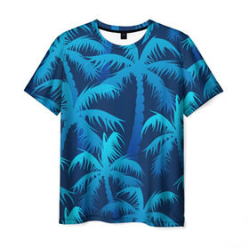 Мужская футболка 3D с принтом Пальмы в Санкт-Петербурге, 100% полиэфир | прямой крой, круглый вырез горловины, длина до линии бедер | summer | лес | пальмы | природа