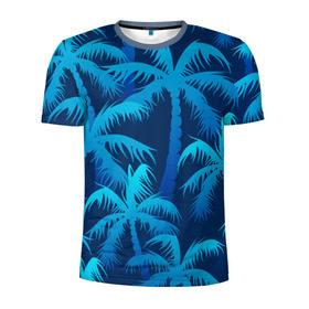 Мужская футболка 3D спортивная с принтом Пальмы в Санкт-Петербурге, 100% полиэстер с улучшенными характеристиками | приталенный силуэт, круглая горловина, широкие плечи, сужается к линии бедра | summer | лес | пальмы | природа