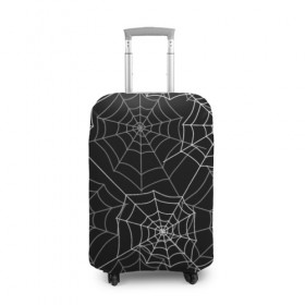 Чехол для чемодана 3D с принтом Паутинка в Санкт-Петербурге, 86% полиэфир, 14% спандекс | двустороннее нанесение принта, прорези для ручек и колес | белый | паутина | узор | хэллоуин | черный