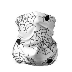 Бандана-труба 3D с принтом Паутинка в Санкт-Петербурге, 100% полиэстер, ткань с особыми свойствами — Activecool | плотность 150‒180 г/м2; хорошо тянется, но сохраняет форму | Тематика изображения на принте: белый | паук | паутина | узор | хэллоуин | черный