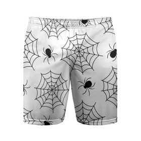 Мужские шорты 3D спортивные с принтом Паутинка в Санкт-Петербурге,  |  | белый | паук | паутина | узор | хэллоуин | черный