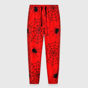 Мужские брюки 3D с принтом Happy Halloween в Санкт-Петербурге, 100% полиэстер | манжеты по низу, эластичный пояс регулируется шнурком, по бокам два кармана без застежек, внутренняя часть кармана из мелкой сетки | белый | паук | паутина | узор | хэллоуин | черный