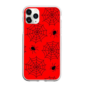 Чехол для iPhone 11 Pro матовый с принтом Happy Halloween в Санкт-Петербурге, Силикон |  | белый | паук | паутина | узор | хэллоуин | черный