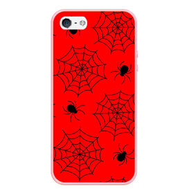 Чехол для iPhone 5/5S матовый с принтом Happy Halloween в Санкт-Петербурге, Силикон | Область печати: задняя сторона чехла, без боковых панелей | Тематика изображения на принте: белый | паук | паутина | узор | хэллоуин | черный