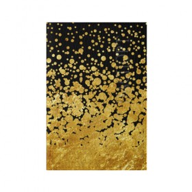 Обложка для паспорта матовая кожа с принтом Золотой в Санкт-Петербурге, натуральная матовая кожа | размер 19,3 х 13,7 см; прозрачные пластиковые крепления | блеск | блестки | желтый | круги | перетекание | россыпь | черный
