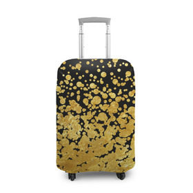 Чехол для чемодана 3D с принтом Золотой в Санкт-Петербурге, 86% полиэфир, 14% спандекс | двустороннее нанесение принта, прорези для ручек и колес | блеск | блестки | желтый | круги | перетекание | россыпь | черный