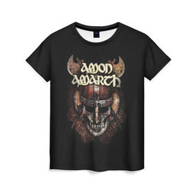 Женская футболка 3D с принтом AMON AMARTH в Санкт-Петербурге, 100% полиэфир ( синтетическое хлопкоподобное полотно) | прямой крой, круглый вырез горловины, длина до линии бедер | роковая гора