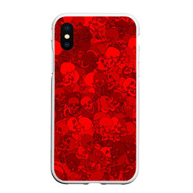 Чехол для iPhone XS Max матовый с принтом Красные черепа в Санкт-Петербурге, Силикон | Область печати: задняя сторона чехла, без боковых панелей | камуфляж | кости | красный | милитари | паттерн | скелет | текстура | хеллоуин