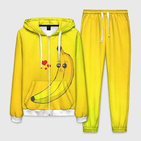 Мужской костюм 3D с принтом Just Banana (Yellow) в Санкт-Петербурге, 100% полиэстер | Манжеты и пояс оформлены тканевой резинкой, двухслойный капюшон со шнурком для регулировки, карманы спереди | banana | банан | желтый | оранжевый | фрукты