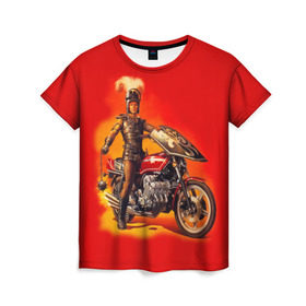 Женская футболка 3D с принтом Всадник в Санкт-Петербурге, 100% полиэфир ( синтетическое хлопкоподобное полотно) | прямой крой, круглый вырез горловины, длина до линии бедер | bike | harley | honda | kawasaki | moto | suzuki | yamaha | байкер | всадник | мотоцикл | рыцарь