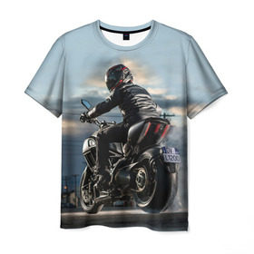 Мужская футболка 3D с принтом Ducati в Санкт-Петербурге, 100% полиэфир | прямой крой, круглый вырез горловины, длина до линии бедер | bike | ducati | harley | honda | moto | suzuki | yamaha | байк | мотоцикл | спорт