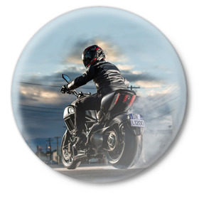 Значок с принтом Ducati в Санкт-Петербурге,  металл | круглая форма, металлическая застежка в виде булавки | Тематика изображения на принте: bike | ducati | harley | honda | moto | suzuki | yamaha | байк | мотоцикл | спорт