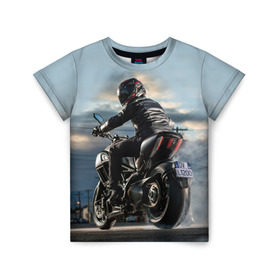 Детская футболка 3D с принтом Ducati в Санкт-Петербурге, 100% гипоаллергенный полиэфир | прямой крой, круглый вырез горловины, длина до линии бедер, чуть спущенное плечо, ткань немного тянется | bike | ducati | harley | honda | moto | suzuki | yamaha | байк | мотоцикл | спорт
