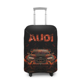 Чехол для чемодана 3D с принтом AUDI в огоне в Санкт-Петербурге, 86% полиэфир, 14% спандекс | двустороннее нанесение принта, прорези для ручек и колес | авто | ауди | машина | огонь | пламя