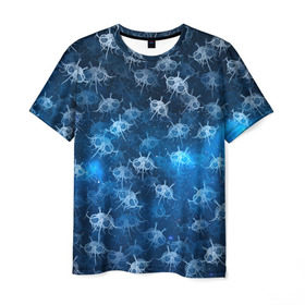 Мужская футболка 3D с принтом Летающие макаронные монстры в Санкт-Петербурге, 100% полиэфир | прямой крой, круглый вырез горловины, длина до линии бедер | галактикаб паттерн | звезды | космос | лапша | лмм | мем | пастафарианство | спагетти | тефтели | фрикадельки