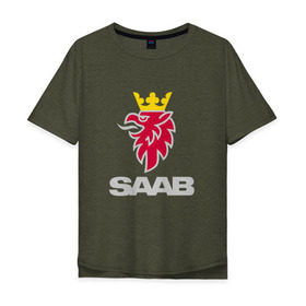 Мужская футболка хлопок Oversize с принтом Saab в Санкт-Петербурге, 100% хлопок | свободный крой, круглый ворот, “спинка” длиннее передней части | saab | сааб