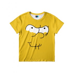 Детская футболка 3D с принтом Simpsons Lemon Face в Санкт-Петербурге, 100% гипоаллергенный полиэфир | прямой крой, круглый вырез горловины, длина до линии бедер, чуть спущенное плечо, ткань немного тянется | лимонное | лицо | симпсоны