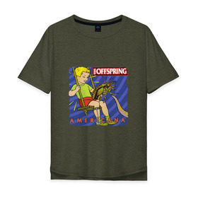 Мужская футболка хлопок Oversize с принтом The Offspring - americana в Санкт-Петербурге, 100% хлопок | свободный крой, круглый ворот, “спинка” длиннее передней части | the offspring | качели | офспринг | оффспринг | рок | таракан | щупальце
